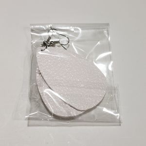 White shiny leather dangle earrings